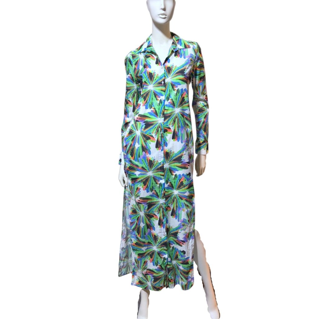 Eywasouls Malibu Maxi Dress S Christina Rainbow Maximalist Preppy 100% Cotton